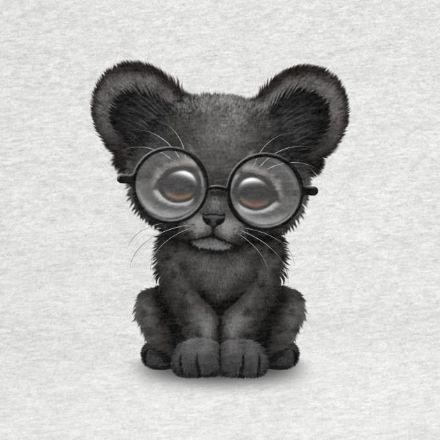 Cute Baby Black Panther Cub Wearing Glasses by jeffbartels